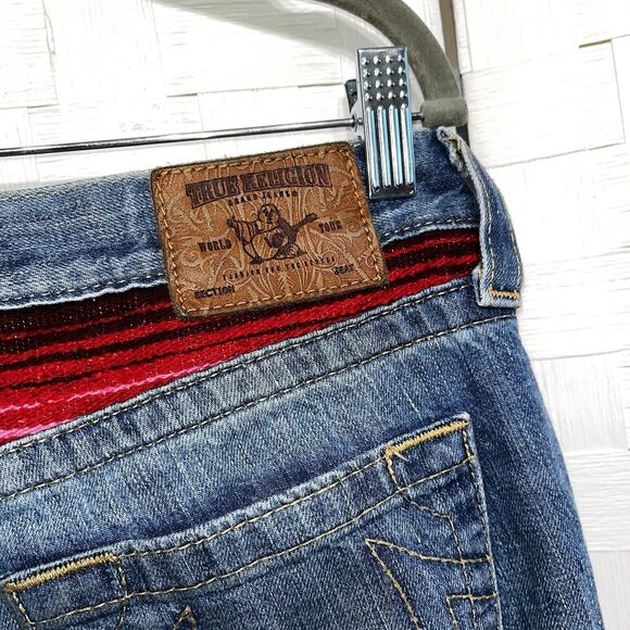 True Religion Womens Y2k Vintage Brianna Patchwork Aztec Button Fly Jean Size 26 - Picture 5 of 13